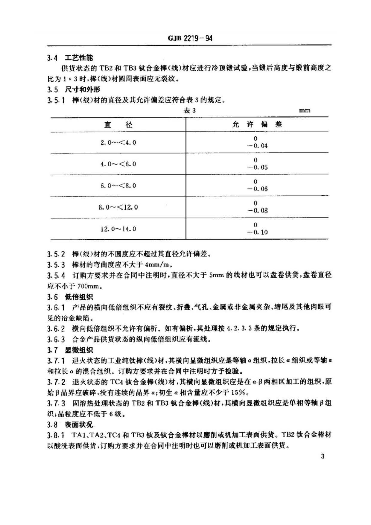緊固件用鈦及鈦合金棒(線)材規(guī)范國(guó)軍標(biāo) GJB 2219-94 緊固件用鈦及鈦合金棒(線)材規(guī)范國(guó)軍標(biāo) GJB 2219-94